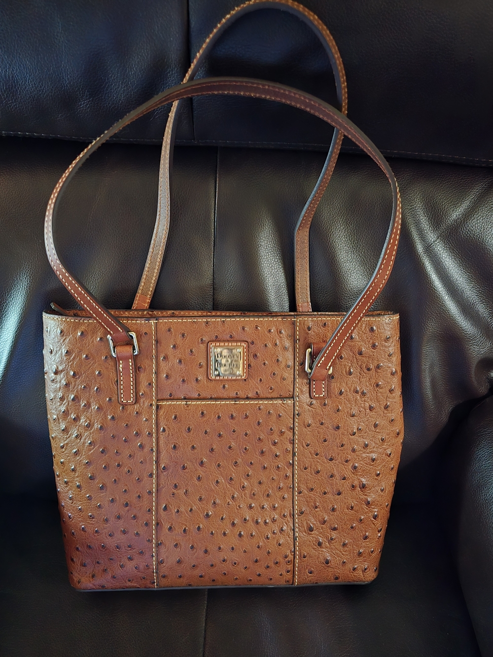 Dooney & Bourke Brown Ostrich Leather Tote Bag